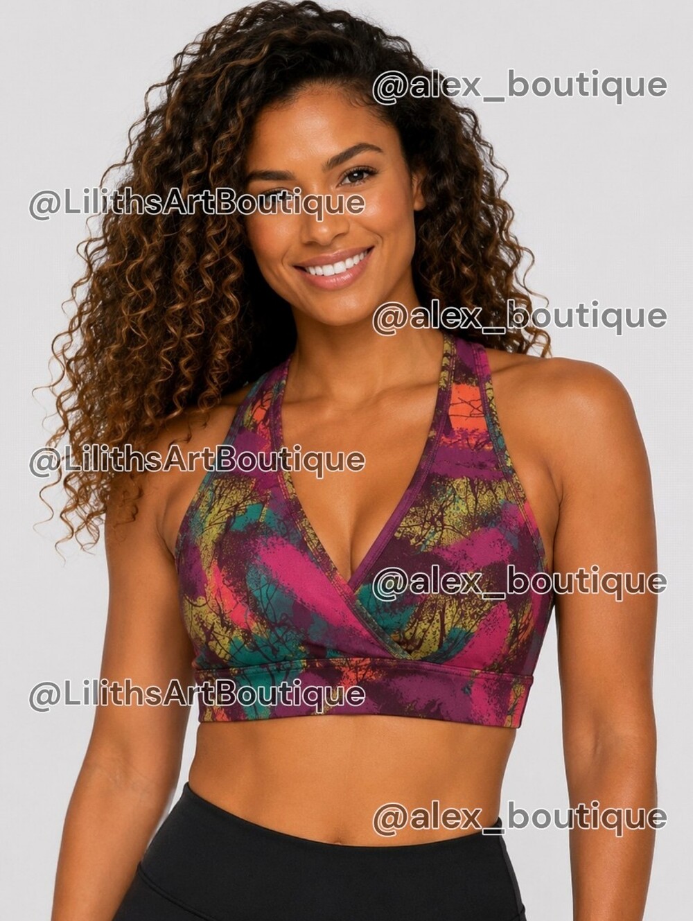 Zumba So Somba All Day V Sports Bra Purple Multi-Color Size M (G007)